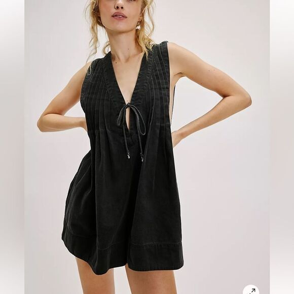 Free People Pants - Free People Webster romper Black Sleeveless cotton one piece jumpsuit $128 XL